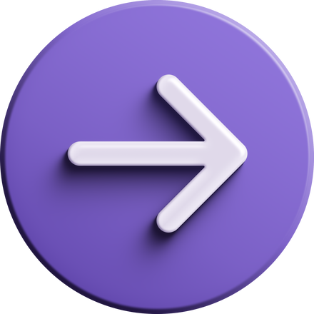 Purple round 3D arrow right icon