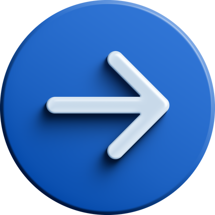 Blue round 3D arrow right icon